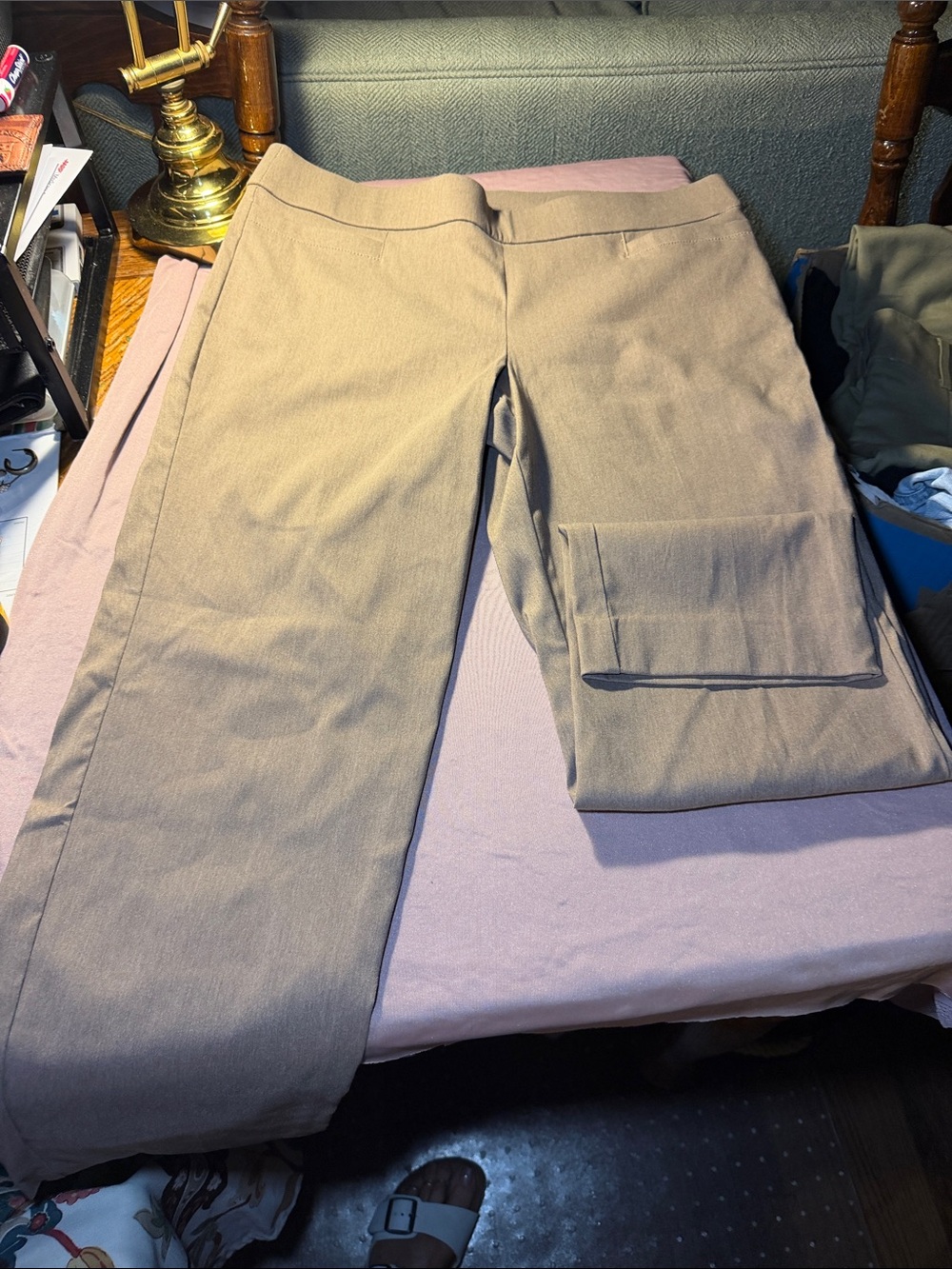 Kim Rogers Women's Taupe Straight-Leg Cargo Trousers